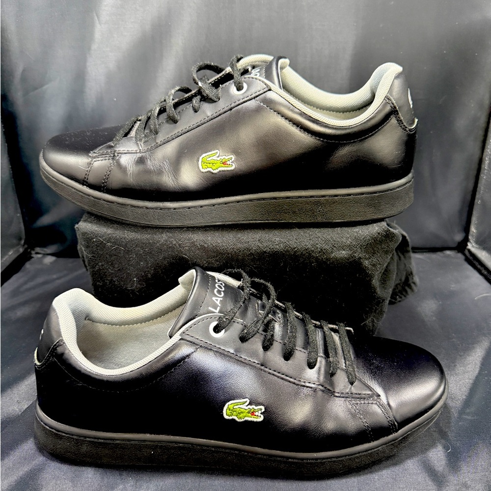 Lacoste Men’s Leather Tennis Shoes – Black – Size 11